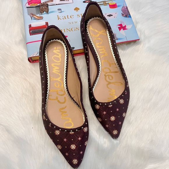 Sam Edelman Maroon Floral Flats Size 6